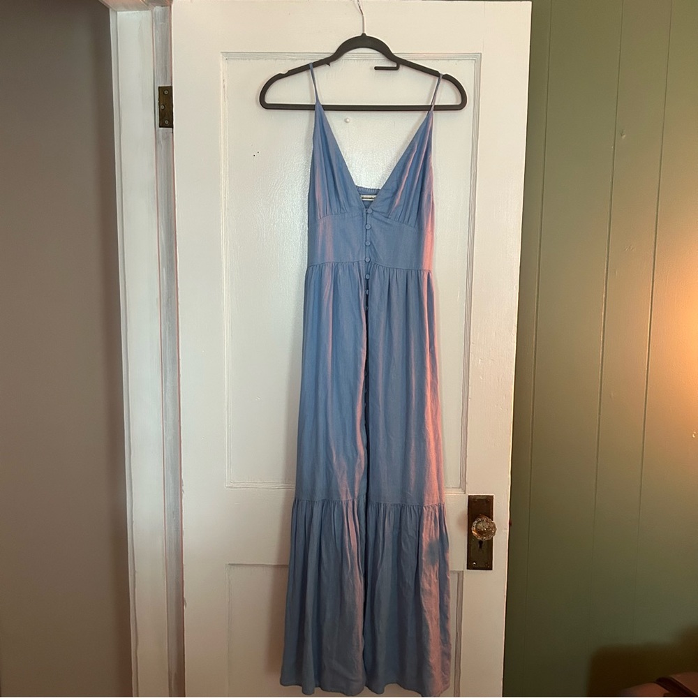 Women’s Abercrombie & Fitch Linen-Blend Button-Through Maxi Dress